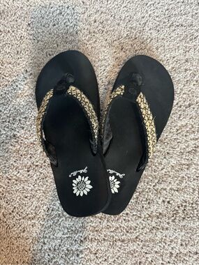 Yellow Box Raffia Braided Flip Flops